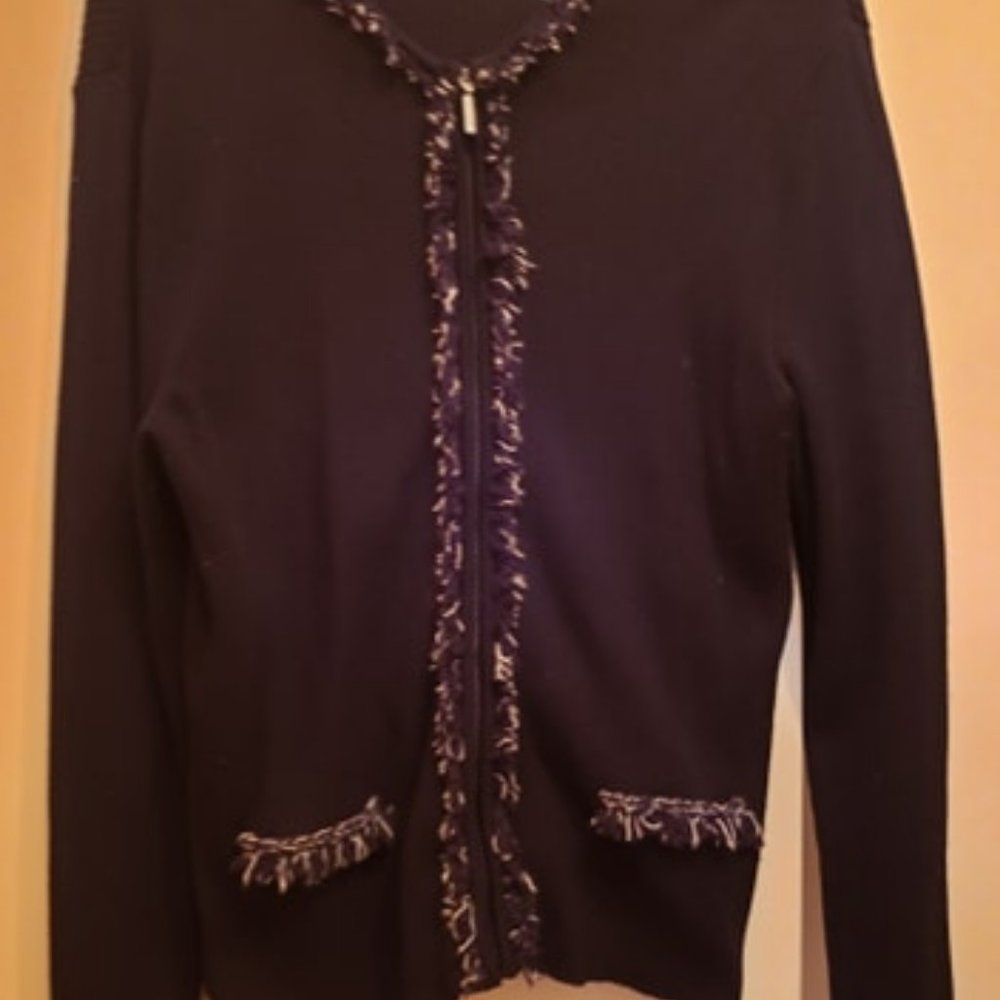 JM Collection Black Zippered Jacket Size L